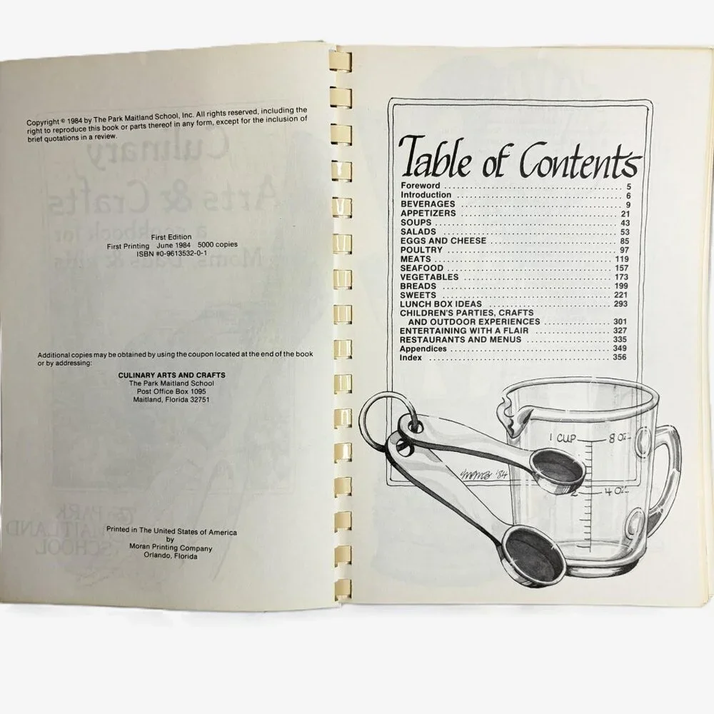 Vintage 1984 Culinary Arts & Crafts Cookbook Park Maitland School 1st Ed Florida